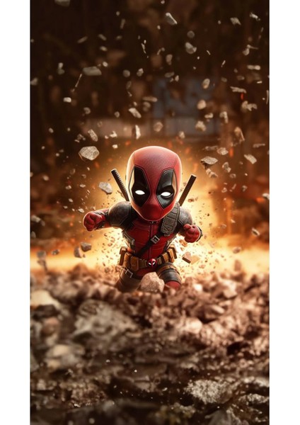 Deadpool Kapı Direk Kaplama Folyosu Baskılı Sticker Sağ-Sol 2 Adet 22*50 cm