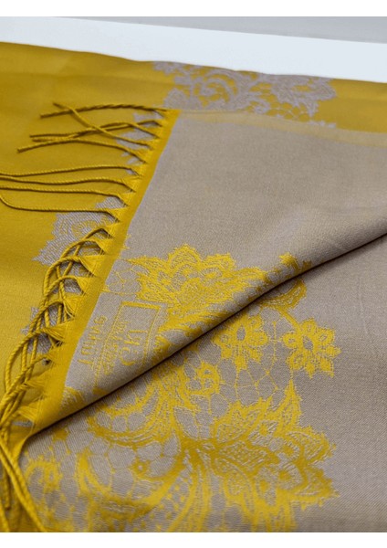 Sarı-Gri Tonlarında Desenli Ince Şal fiyatları