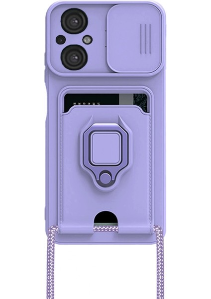 Xiaomi Poco M5 Kılıf Zuma Kartvizitli Yüzüklü Silikon - Lila (K95) fiyatları