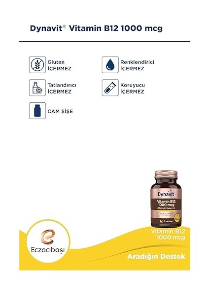 1000 Mcg B12 Vitamini Metilkobalamin 100 Dil Altı Tablet Takviye Edici Gıda (1 x 100 Tablet) fırsatları