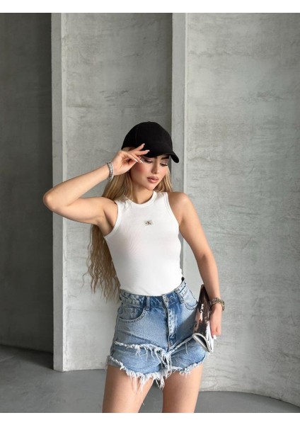 Clvn Kln Sıfır Kol Nakış Detaylı Atlet