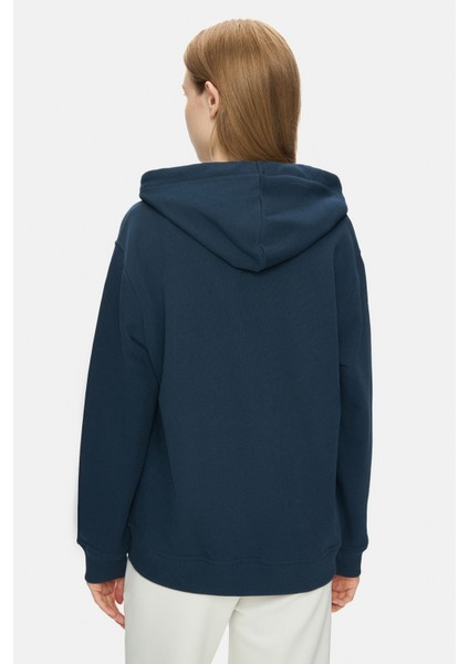 Vıvıana Lacivert Kapüşonlu Baskılı Fermuarlı Standard Fit Kadın Sweatshirt fiyatları