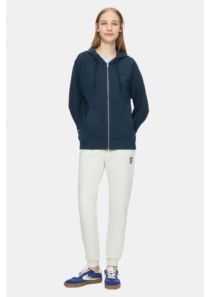 Vıvıana Lacivert Kapüşonlu Baskılı Fermuarlı Standard Fit Kadın Sweatshirt fırsatları