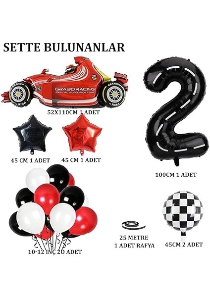Gitti 2 Yaş Yarış Arabası Temalı Doğum Günü Parti Kutlama Balon Seti fiyatları