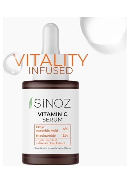 Sinoz Ton Eşitleyici Aydınlatıcı Vitamin C%4 Niacinamide%2 Yüz Serumu 30 ml Tüm Ciltler Için fiyatları
