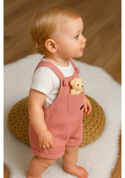 Kız Bebek Ayıcık Aksesuarlı Bayramlık Salopet ve Iç Badili 2li Bebek Takımı Aylık Yazlık fiyatları