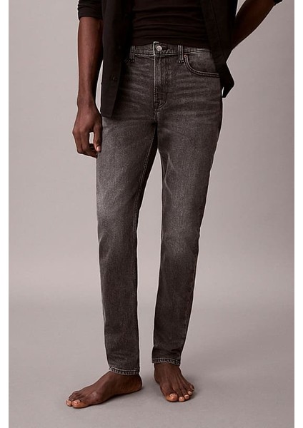 Erkek Slim Taper Hearst Dar Paça Jean Pantolon - Gri