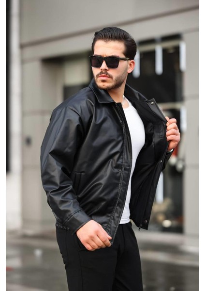 Claassics Men Erkek Oversize Suni Deri Oversize Bomber Ceket - 7443 fiyatları
