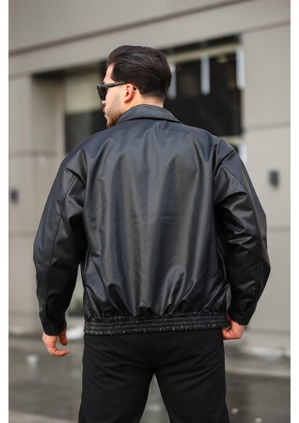 Claassics Men Erkek Oversize Suni Deri Oversize Bomber Ceket - 7443 modelleri