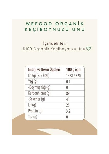 Wefood Organik Keçiboynuzu Unu 320 gr fiyatları