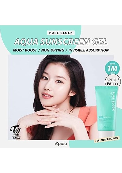 A&apos;pıeu Yoğun Nemlendirici Suya Dayanıklı Jel Güneş Kremi A&apos;pıeu Pure Block Aqua Sun Gel Ex SPF50+/PA+++50ML