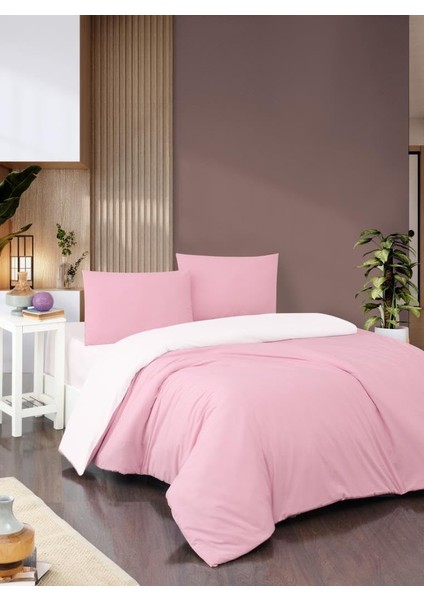Obasse Nevresim Takımı Çift Kişilik Çift Taraflı Çarşafı Pembe