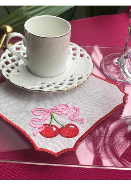 Kiraz Nakışlı Sunum ve Kokteyl Peçetesi fiyatları