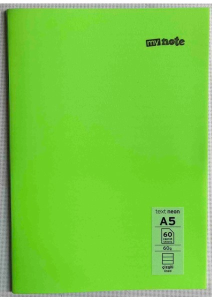 A5 60 Yaprak Çizgili Pp Kapak Dikişli Defter Yeşil