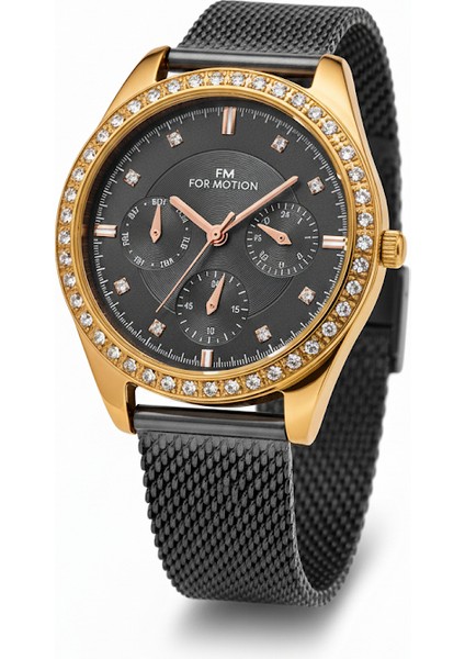 Kadın Kol Saati Altın(Gold) Renk, Siyah Kadran - Şık Hasır Kordon, 2 Yıl Garantili