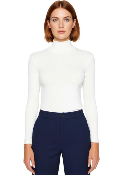 Kadın Moda Şık Regular Balıkçı Yaka Slim Kalıp Örme Yumuşak Kumaşlı Fitted Vücuda Oturan Esnek Bluz fiyatları