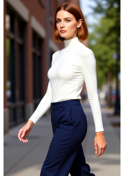 Kadın Moda Şık Regular Balıkçı Yaka Slim Kalıp Örme Yumuşak Kumaşlı Fitted Vücuda Oturan Esnek Bluz fırsatları