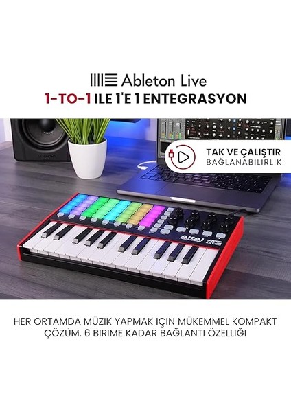 Professional Apc Key 25 - USB Mıdı Klavye Controller, 37 Mini Tuş, Ableton Live Lite, 40 Rgb Pedleri ve Klip Başlatma Için 8 Farklı Düğme fiyatları