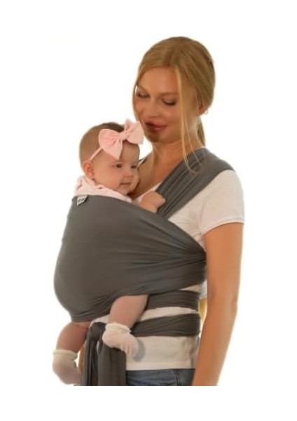 Sling Kanguru Esnek Wrap Sling Bebek Taşıma ŞALI%100 Pamuk Sertifikalı Antrasit