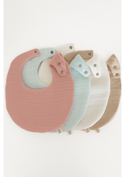 4'lü Oval %100 Pamuk Organik Müslin Bebek Mama Önlüğü / Yakalık / Salya Önlüğü