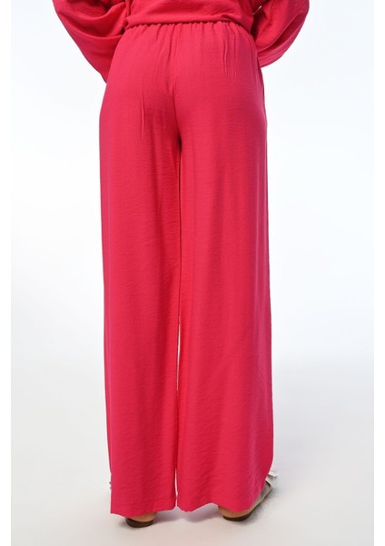 Kadın Rahat Kalıp Bol Paça Beli Lastikli Düz Renk Pantolon fiyatları