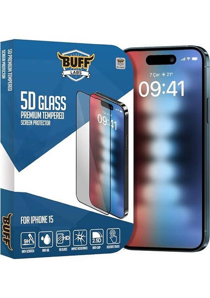 Labs iPhone 15 ile Uyumlu 5d Glass Ekran Koruyucu