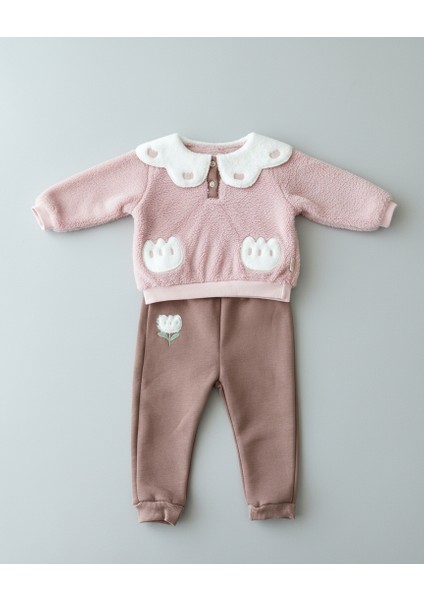 Çiçek Detaylı Polar Alt Üst Takım Kız Bebek fiyatları