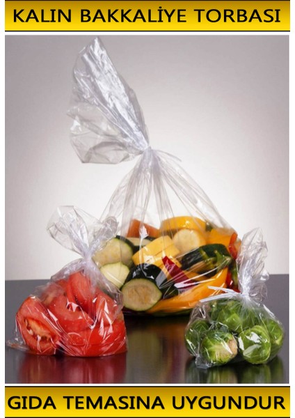 ( Dörtlük ) Kalın Bakkaliye Torbası 28 x 45 cm 1 kg 115 Adet - Buzdolabı Poşeti - Bakliyat Naylonu fırsatları
