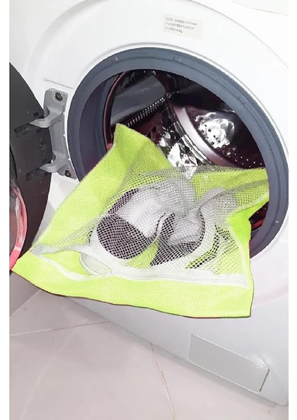 Ayakkabı Yıkama Filesi – Büyük Boy 36X36 cm – Hassas Çamaşırlar ve Terlikler Için Makine Yıkama Filesi – Koruyucu File Çanta (Sarı)