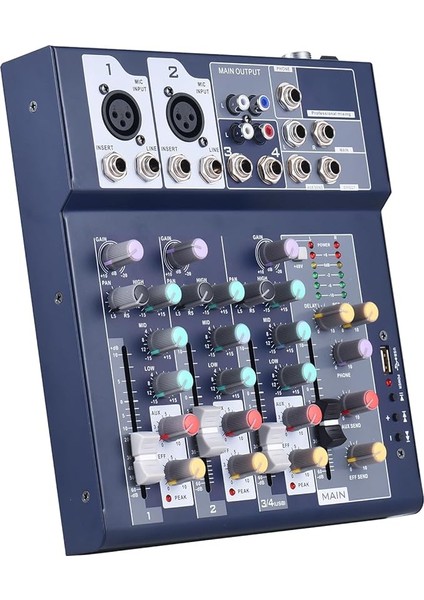 4 Kanallı Miks Konsolu ve Aux Yolları Plus Efekt Işlemcisi Dijital Ses Mikseri 3 Bantlı Eq Dahili 48 V Fantom Gücü Ev Stüdyosu Kaydı Iç USB Fonksiyonlu 4 Kanallı Mikser Dj Ağı Canlı Yayın Ka
