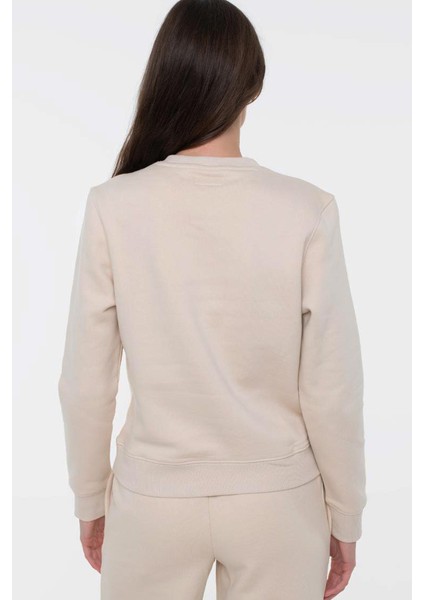 Kadın Bisiklet Yaka Sweatshirt - Bej fiyatları