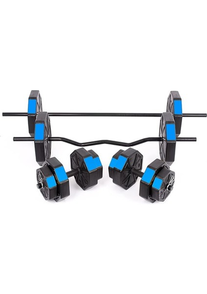 Spor 70 kg Düz Bar (150 cm + Z Bar ( 120 cm ) Dambıl Ağırlık Halter Full Set Mavi Kapaklı