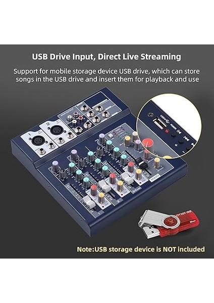 4 Kanallı Miks Konsolu ve Aux Yolları Plus Efekt Işlemcisi Dijital Ses Mikseri 3 Bantlı Eq Dahili 48 V Fantom Gücü Ev Stüdyosu Kaydı Iç USB Fonksiyonlu 4 Kanallı Mikser Dj Ağı Canlı Yayın Ka fırsatları