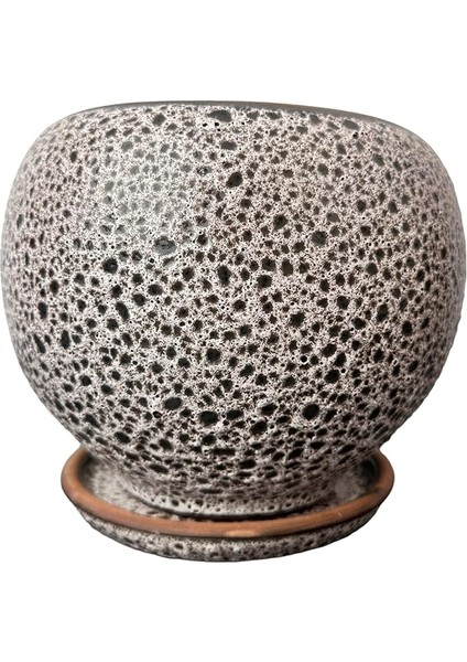 Tasarımı Ev Dekorasyon Krem Kahve Şekilli Artistik Çift Sırlı Iç ve Dış Mekan Kullanımlı Tabaklı Toprak Terrakota Saksı Saksılık Salon Çiçeklik