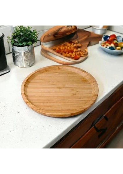 Bambu Lüx Yuvarlak Servis 25 * 25CM, Sunumluk & Çerezlik Sunum Tabağı indirimleri
