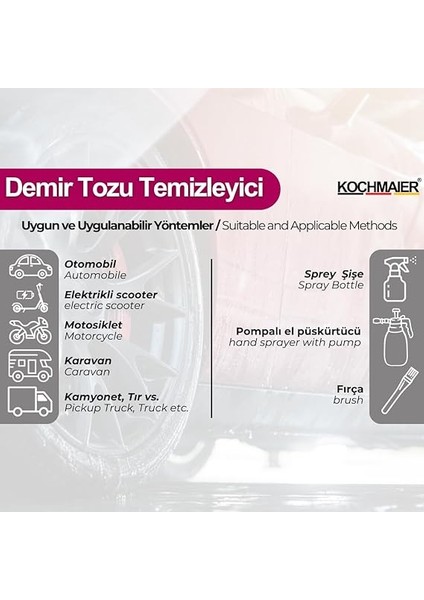 Oto Araç Jant Kaporta Ph Nötr Demir Tozu Temizleyici Sökücü (500 Ml) indirimleri