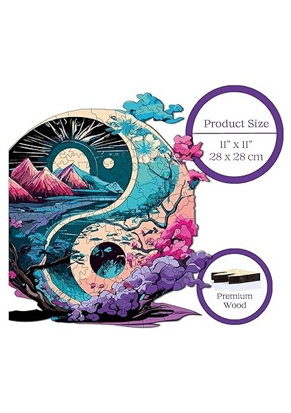 - Ahşap Puzzle Yetişkinler Için - Yin Yang Benzersiz Parçalı Puzzle - 141 Parça Ahşap Yapboz - Yapıştırıcı Folyo Dahil - Dekoratif Ahşap Puzzle - 28X28 cm - Wz-12 indirimleri