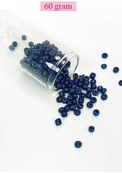 Litaetrend Dökme Cam Kum Boncuk Büyük Boy (6/0) 4 mm - 60 Gram - Koyu Mavi - BNC114