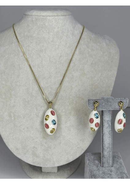 Renkli Oval Şekilli Gold Set