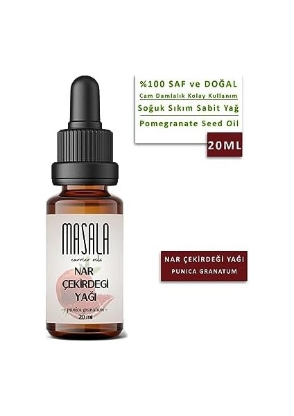 Masala Saf Nar Çekirdeği Yağı 20 Ml. (Pomegranate Carrier Oil) Soğuk Pres