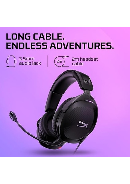 Cloud Stinger 2 - Mikrofonlu Hafif Kulak Üstü Kulaklık, Döndürülebilir-Sessize Alma Fonksiyonu, 50 mm Sürücü, Pc Uyumlu modelleri