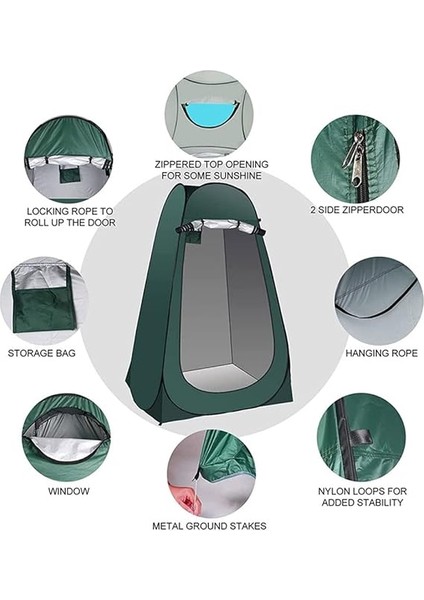 Pop Up Tuvalet Çadır Duş Gizlilik Çadırı Taşınabilir Değişen Soyunma Çadırları Odası Güneşlik Açık Sırt Çantası Barınak Kanopisi (Yeşil 120X120X190CM) indirimleri