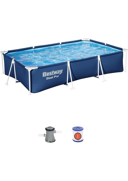 Steel Pro Dikdörtgen Yer Üstü Havuz Seti 3.00 M x 2.01 M x 66 cm