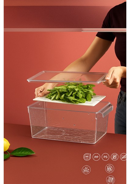 Lüks 6'lı Süzgeçli Kapaklı Buzdolabı Düzenleyici | Premium Saklama Kabı | Dolap Içi Düzenleyici Organizer | modelleri