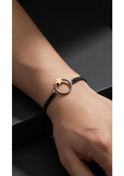 Yıldız Çember Oksitli Gümüş Bileklik indirimleri