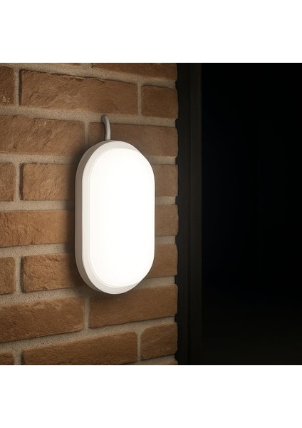 15W IP65 Oval Beyaz LED Tavan ve Duvar Lambası | 6500K Beyaz Işık | Su ve Toz Geçirmez Bahçe Balkon Aydınlatma | Yüzeye Monte, 1500 Lümen (220V)