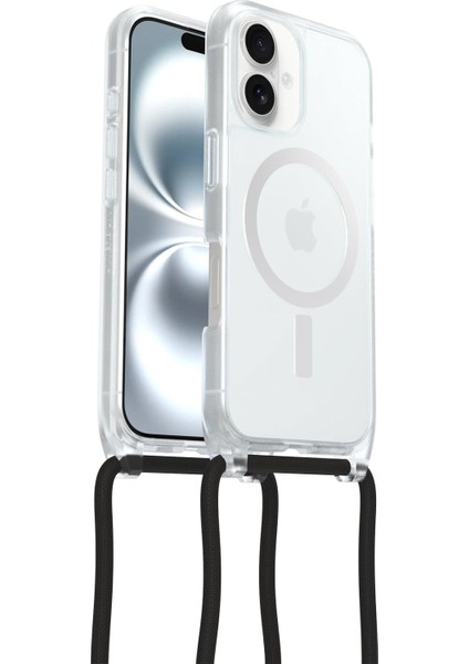 16 Uyumlu React Kolye Kılıfı, Ayarlanabilir ve Telefon Zinciri ile Ultra Kılıf, Askeri Standartlara Uygun, Şeffaf