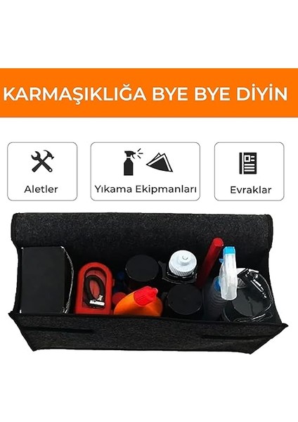 - Araç Bagaj Düzenleyici Çanta, Premium Kalın Araba Çantası Organizer, Oto Içi Aksesuar Malzeme Düzenleme, Otomobil Alet Saklama Kutusu - 50 x 24 x 17 cm modelleri