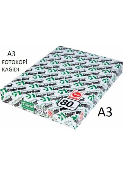 A3 80 gr 500 Adet ( 1 Paket) Fotokopi Kağıdıı