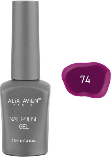 Alıx Avıen Mor Pembe Kalıcı Oje 74-Yoğun Renk Veren Jel Oje 12 Ml-Nail Uv Gel Polish 74 modelleri